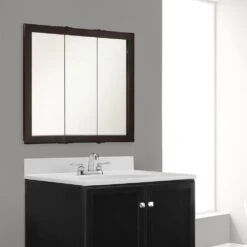 Ventura 36 In. W X 30 In. H X 6 In. D Framed Tri-View Surface-Mount Bathroom Medicine Cabinet In Espresso -Household Items Sales 00ad71120aad026e5348354829a8ea03 1800x1800