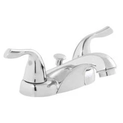 Project Source Chrome 2-Handle 4-in Centerset WaterSense Bathroom Sink Faucet With Drain