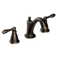 Moen Caldwell Mediterranean Bronze 2-Handle Widespread WaterSense Bathroom Sink Faucet With Drain