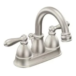 New Lower Price; Moen Caldwell Spot Resist Brushed Nickel 2-Handle 4-in Centerset WaterSense Bathroom Sink Faucet With Drain