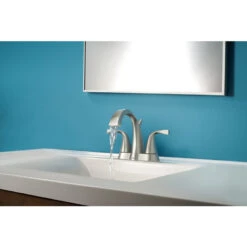 Moen Oxby Spot Resist Brushed Nickel 2-handle 4-in Centerset WaterSense Bathroom Sink Faucet With Drain -Household Items Sales 026508262924 08200540 1800x1800