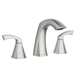 Moen Lindor Spot Resist Brushed Nickel 2-Handle Widespread WaterSense Bathroom Sink Faucet With Drain