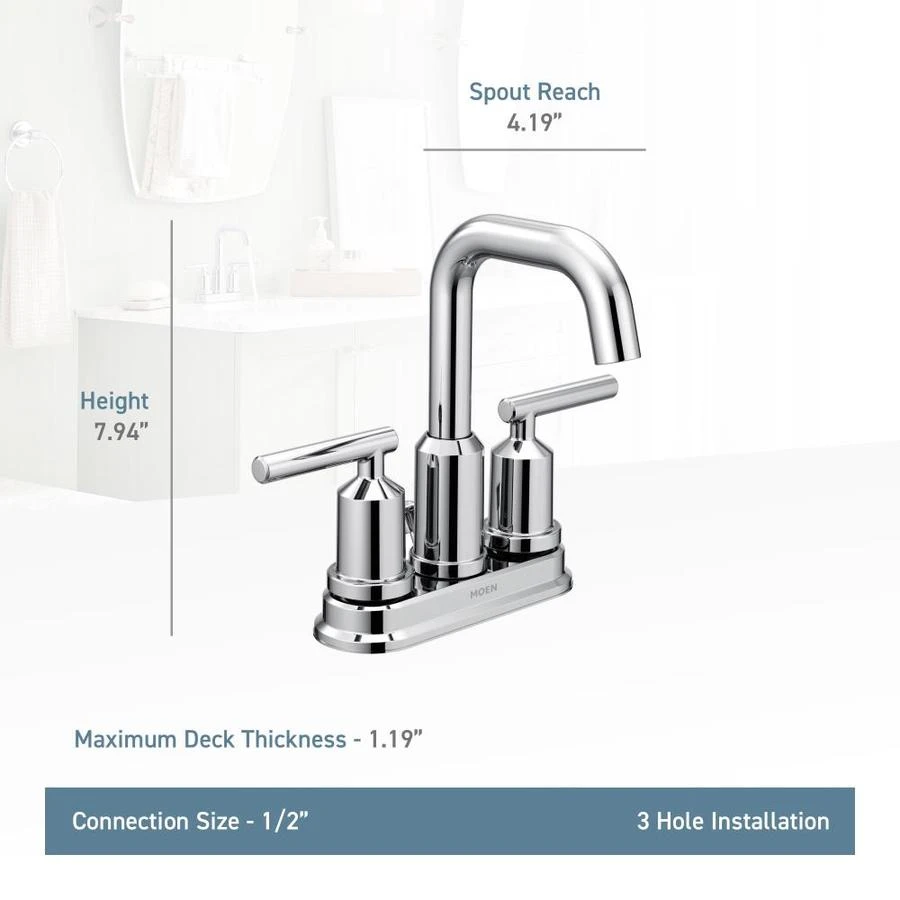 Moen Gibson Matte Black 2-handle 4-in Centerset WaterSense Bathroom Sink Faucet With Drain 8 Moen Gibson Matte Black 2-handle 4-in Centerset WaterSense Bathroom Sink Faucet With Drain - Image 6