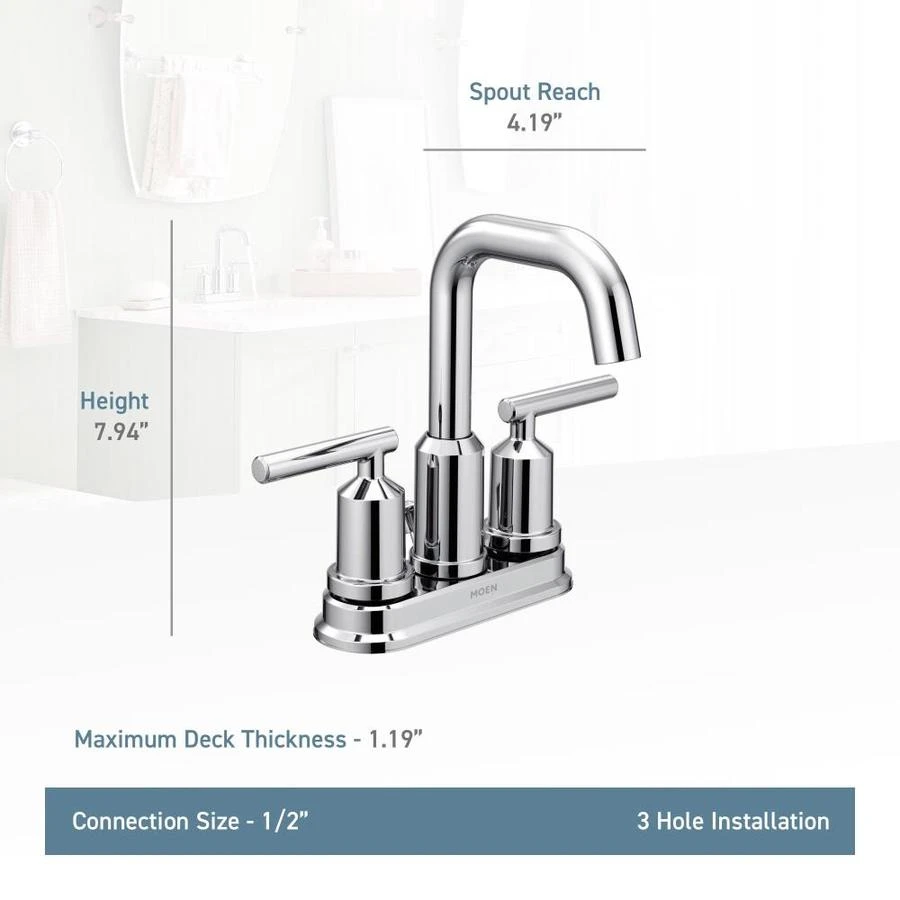 Moen Gibson Matte Black 2-handle 4-in Centerset WaterSense Bathroom Sink Faucet With Drain 11 Moen Gibson Matte Black 2-handle 4-in Centerset WaterSense Bathroom Sink Faucet With Drain - Image 9