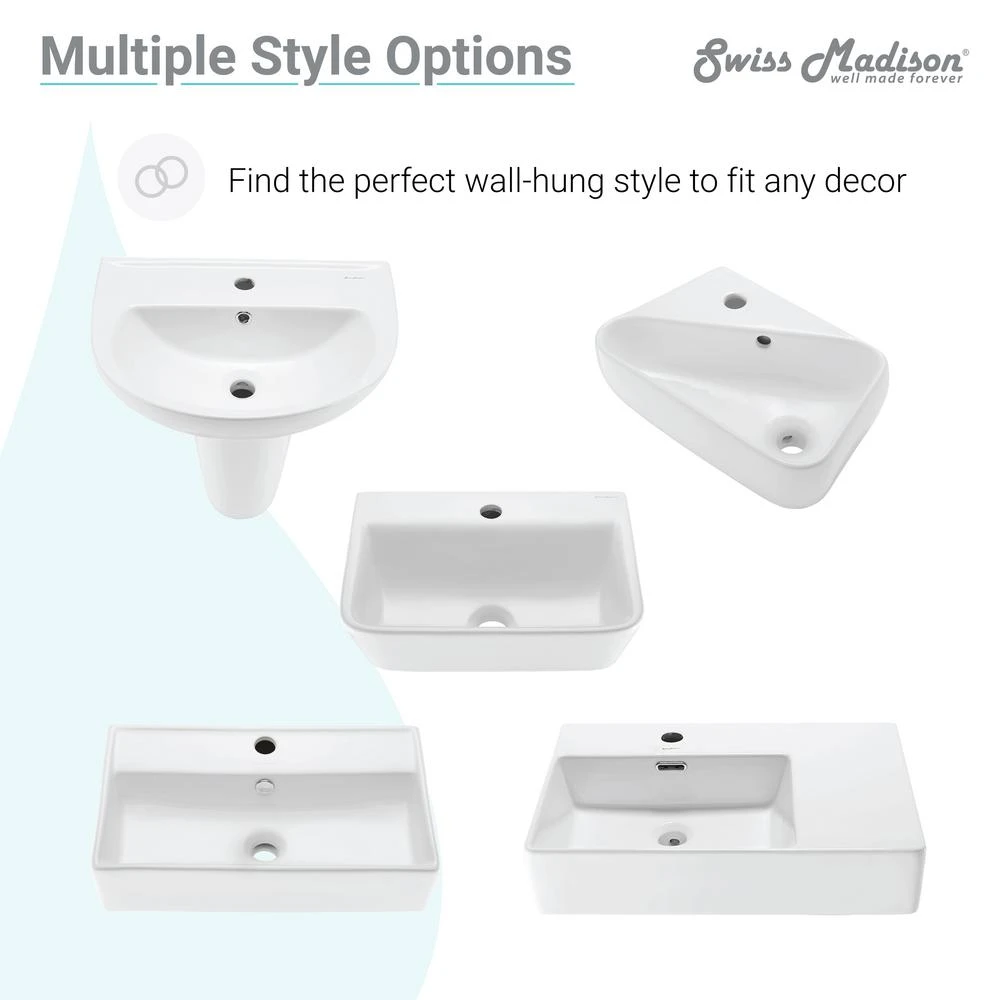 Swiss Madison Sublime Compact Ceramic Wall Hung Sink In White 12 Swiss Madison Sublime Compact Ceramic Wall Hung Sink In White - Image 10