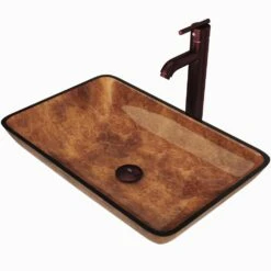 VIGO Rectangular Glass Vessel Bathroom Sink In Russet With Faucet Set In Oil Rubbed Bronze -Household Items Sales 0334207dd72e30e80c99a57714303693 1800x1800