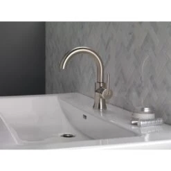 Delta Trinsic Stainless 1-Handle Single Hole WaterSense Bathroom Sink Faucet With Drain -Household Items Sales 034449776707 09666547 1800x1800