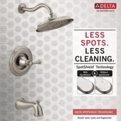 Delta Valdosta With H2Okinetic Technology Spotshield Brushed Nickel 1-Handle Bathtub And Shower Faucet With Valve 13 Delta Valdosta With H2Okinetic Technology Spotshield Brushed Nickel 1-Handle Bathtub And Shower Faucet With Valve -Household Items Sales 034449826136 05466328 1800x1800