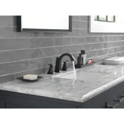 Delta Flynn Matte Black 2-handle Widespread WaterSense Bathroom Sink Faucet With Drain