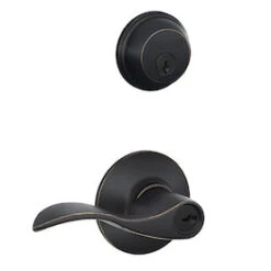 Schlage FB50 Accent Accent Aged Bronze Single-Cylinder Deadbolt Reversible Keyed Entry Door Handle Combo Pack 1 Handle And 1 Deadbolt