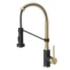 Single-Handle Pull-Down Kitchen Faucet With Dual Function Sprayhead In Spot Free Antique Champagne Bronze/Matte Black