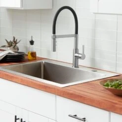 Statham Single-Handle Rubber Hose Spring Neck Kitchen Faucet With TurboSpray And FastMount In Stainless Steel 13 Statham Single-Handle Rubber Hose Spring Neck Kitchen Faucet With TurboSpray And FastMount In Stainless Steel -Household Items Sales 077f0eb59aa2db45245ba687f9d92a5f 1800x1800