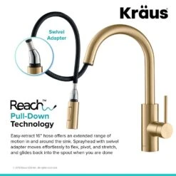 Oletto Single-Handle Pull-Down Sprayer Kitchen Faucet In Gold -Household Items Sales 08f8e5cabb1fc187cc3bd74b403e78f3 1800x1800