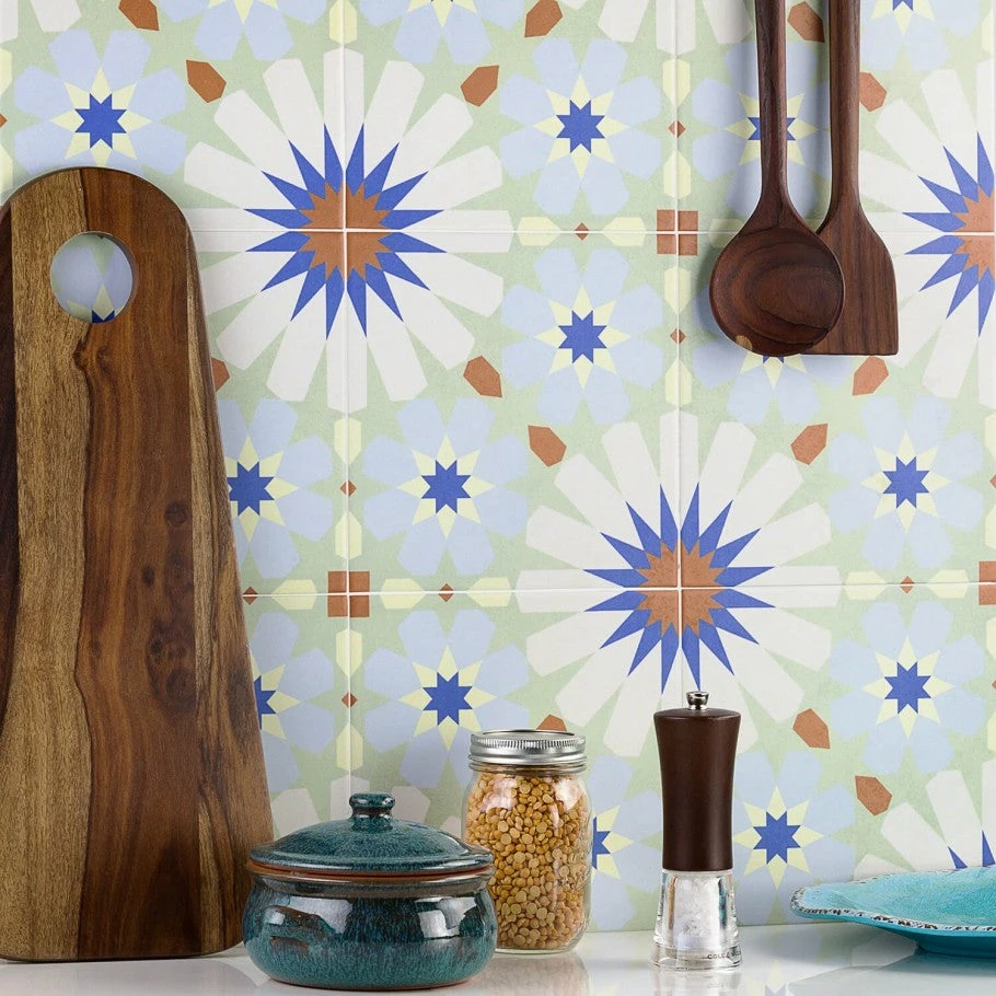 Uffizi Multicolored Encaustic 9x9 Glazed Porcelain Tile 4 Uffizi Multicolored Encaustic 9x9 Glazed Porcelain Tile - Image 2