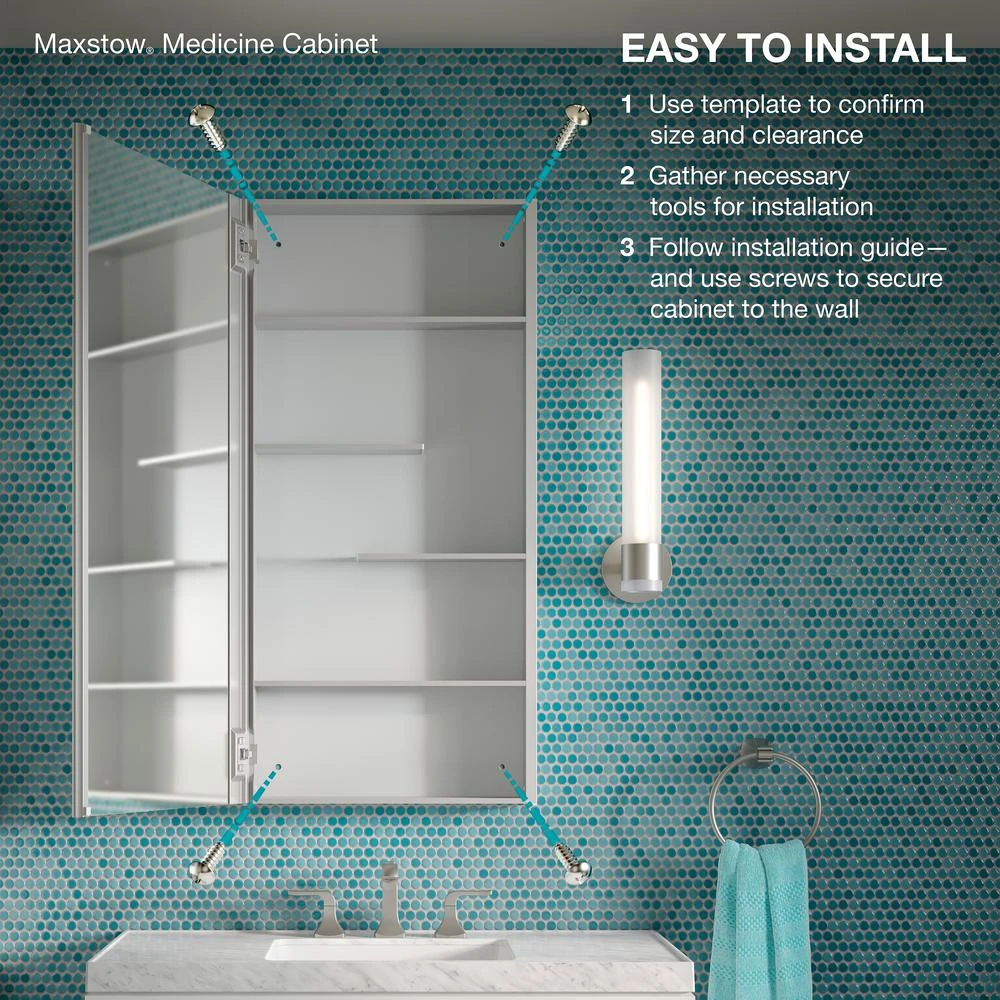 Maxstow 20 In. X 24 In. Frameless Surface-Mount Aluminum Medicine Cabinet 11 Maxstow 20 In. X 24 In. Frameless Surface-Mount Aluminum Medicine Cabinet - Image 9