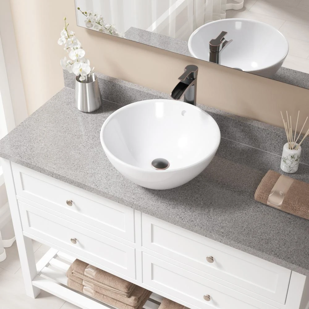 MR Direct Porcelain Vessel Sink In White With 731 Faucet And Pop-Up Drain In Antique Bronze 4 MR Direct Porcelain Vessel Sink In White With 731 Faucet And Pop-Up Drain In Antique Bronze - Image 2