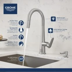 Veletto Single-Handle Pull-Down Dual Sprayer Kitchen Faucet With Soap Dispenser In SuperSteel InfinityFinish -Household Items Sales 0fc9a21a504f5d908dfb1795d3c489b7 1800x1800