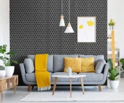 Black Matte 2 In. Hexagon Porcelain Mosaic -Household Items Sales 100782390 vendor0420 tile wall living room 1800x1800