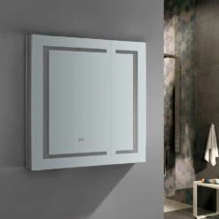 Spazio 30 In. W X 30 In. H Recessed Or Surface Mount Medicine Cabinet With LED Lighting And Mirror Defogger -Household Items Sales 10644dd3e3266a08b03013dd0944f239 1800x1800