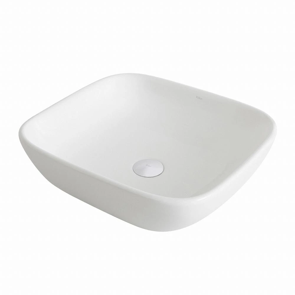 KRAUS Elavo Soft Square Ceramic Vessel Bathroom Sink In White 13 KRAUS Elavo Soft Square Ceramic Vessel Bathroom Sink In White - Image 11