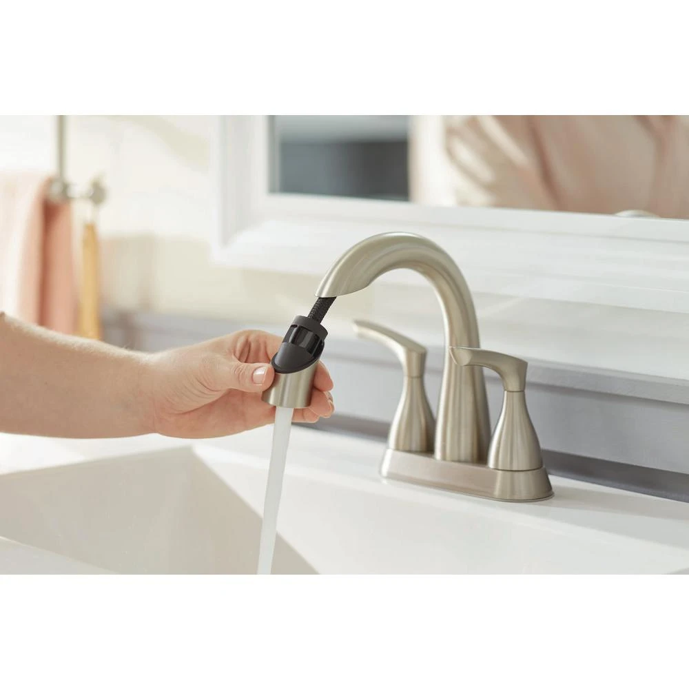 Broadmoor 4 In. Centerset 2-Handle Pull-Down Spout Bathroom Faucet In SpotShield Brushed Nickel 10 Broadmoor 4 In. Centerset 2-Handle Pull-Down Spout Bathroom Faucet In SpotShield Brushed Nickel - Image 8