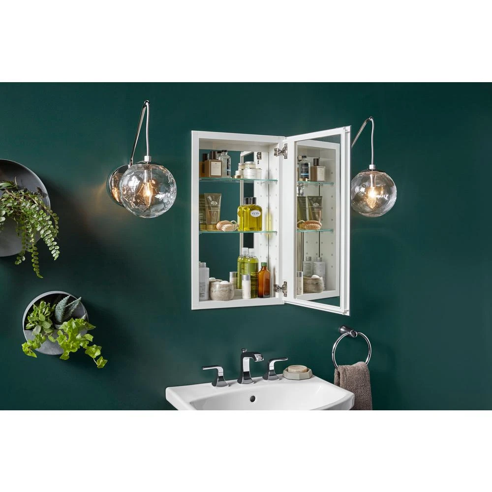 15 In. X 26 In. Recessed Or Surface Mount Medicine Cabinet In White Powder-Coat Aluminum 5 15 In. X 26 In. Recessed Or Surface Mount Medicine Cabinet In White Powder-Coat Aluminum - Image 3