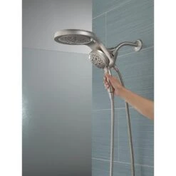 HydroRain Two-in-One 5-Spray 6 In. Dual Wall Mount Fixed And Handheld H2Okinetic Shower Head In Stainless -Household Items Sales 1b75b0fae204946e90ee05771d8536a7 1800x1800