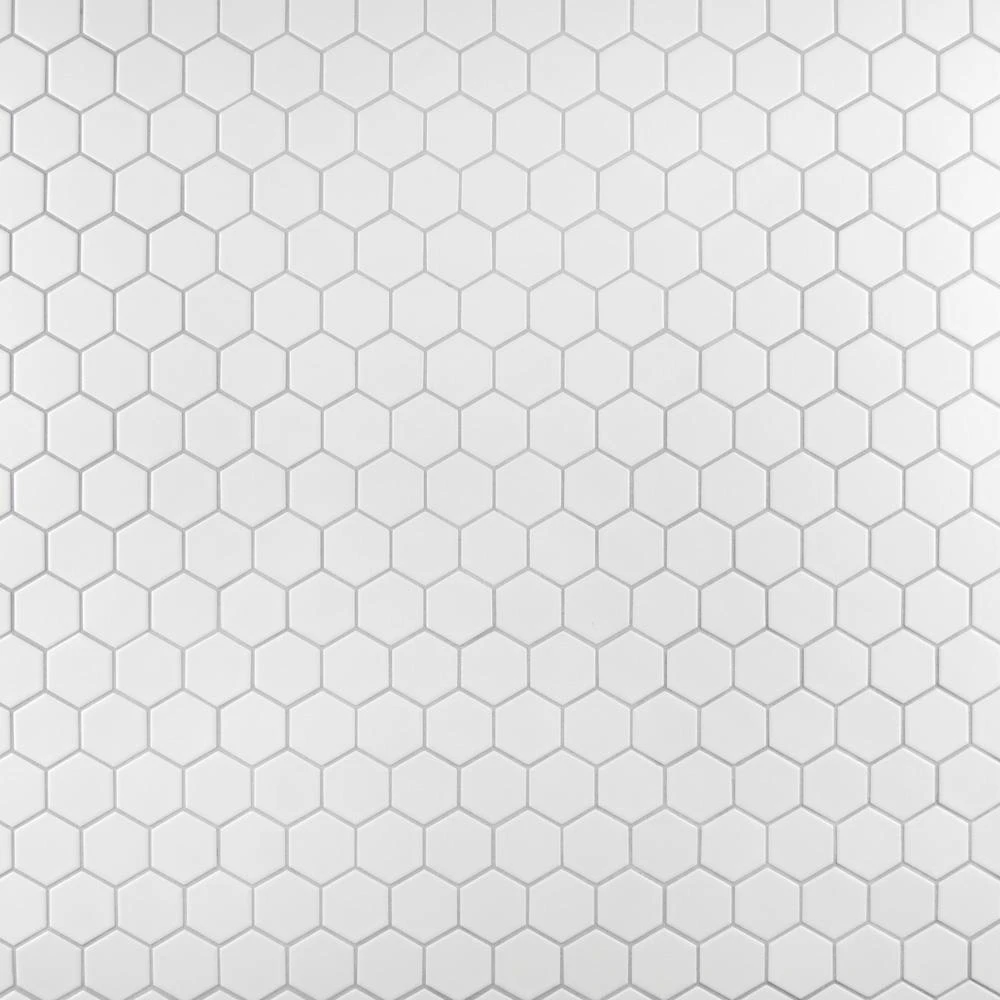 Merola Tile Metro Hex 2 In. Matte White 11-1/8 In. X 12-5/8 In. X 6 Mm Porcelain Mosaic Tile (9.96 Sq. Ft. / Case) 9 Merola Tile Metro Hex 2 In. Matte White 11-1/8 In. X 12-5/8 In. X 6 Mm Porcelain Mosaic Tile (9.96 Sq. Ft. / Case) - Image 7
