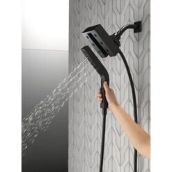 In2ition Two-in-One 4-Spray 5.9 In. Dual Wall Mount Fixed And Handheld H2Okinetic Shower Head In Matte Black -Household Items Sales 263fed36ad46b4664db1ce98a7cdc210 1800x1800