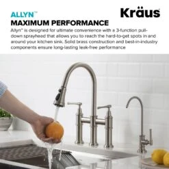 Allyn Transitional 2-Handle Bridge Kitchen Faucet With Pull-Down Sprayhead In Spot Free Stainless Steel -Household Items Sales 27fe96515cbbd0b8b191be1ee874ca26 1800x1800