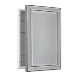 16 In. W X 26 In. H X 5 In. D Framed Single Door Recessed Metro Beaded Bathroom Medicine Cabinet In Silver