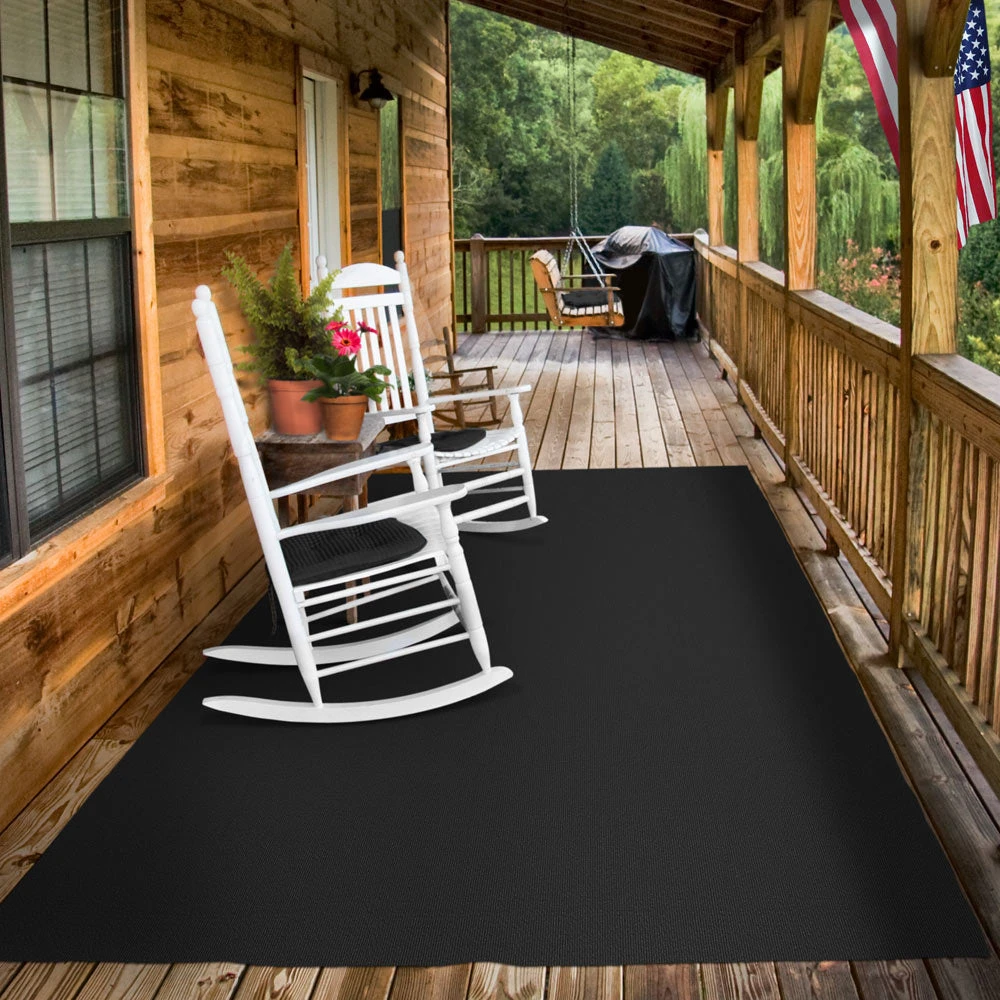Indoor/Outdoor Carpet With Rubber Marine Backing - Black 6' X 10' - Several Sizes Available - Carpet Flooring For Patio, Porch, Deck, Boat, Basement Or Garage 6 Indoor/Outdoor Carpet With Rubber Marine Backing - Black 6' X 10' - Several Sizes Available - Carpet Flooring For Patio, Porch, Deck, Boat, Basement Or Garage - Image 4