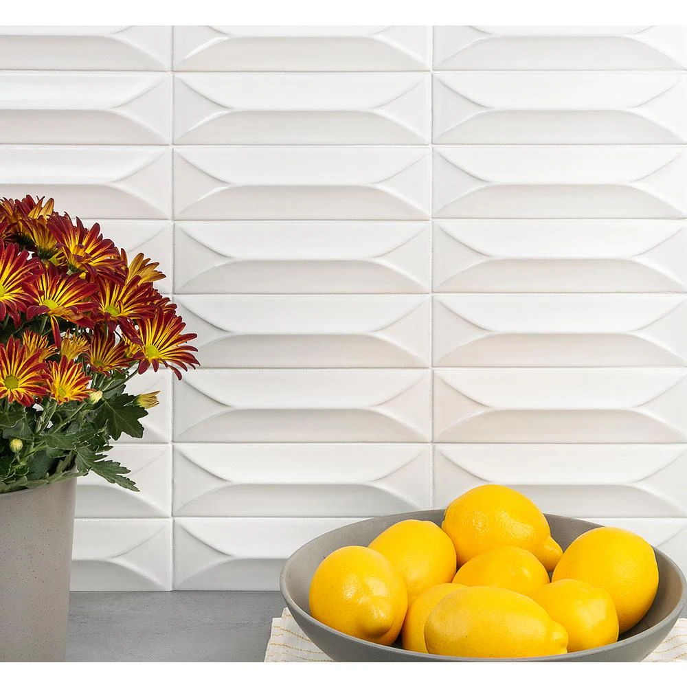 Ivy Hill Tile Vintage Bianco 3D 3 In. X 9 In. 10mm Polished Ceramic Subway Wall Tile (40 Pieces) (6.02 Sq. Ft./Box) 4 Ivy Hill Tile Vintage Bianco 3D 3 In. X 9 In. 10mm Polished Ceramic Subway Wall Tile (40 Pieces) (6.02 Sq. Ft./Box) - Image 2