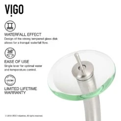 VIGO Glass Vessel Bathroom Sink In Clear Crystalline Glass With Waterfall Faucet Set In Brushed Nickel -Household Items Sales 2d8dca59e3c213e6edf6bbc9082054c2 1800x1800