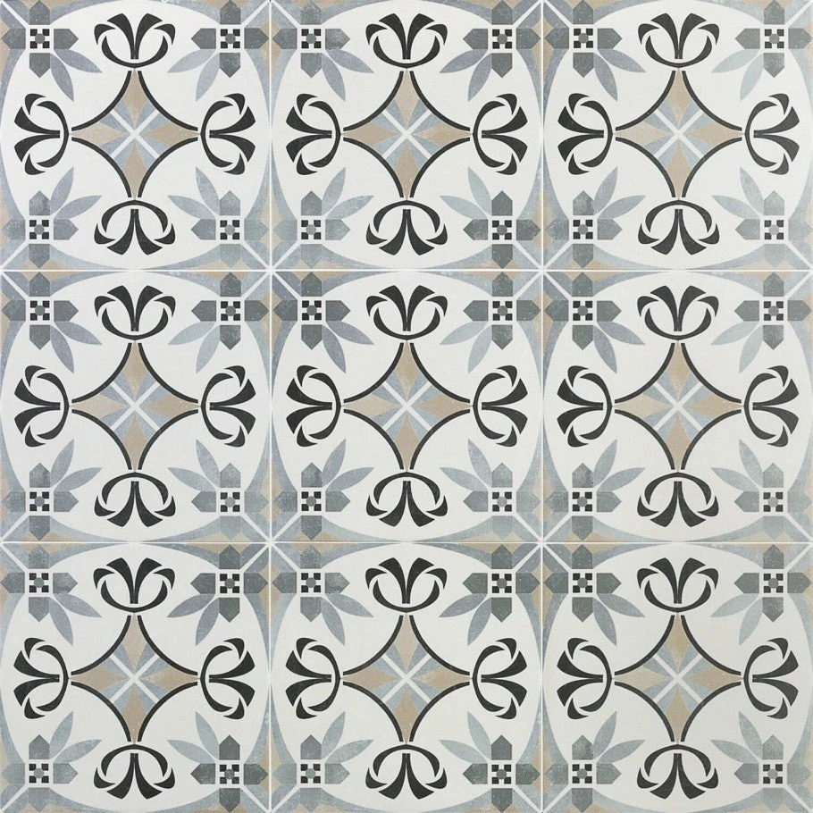 Royale Gray Encuastic 9x9 Glazed Porcelain Tile 3 Royale Gray Encuastic 9x9 Glazed Porcelain Tile
