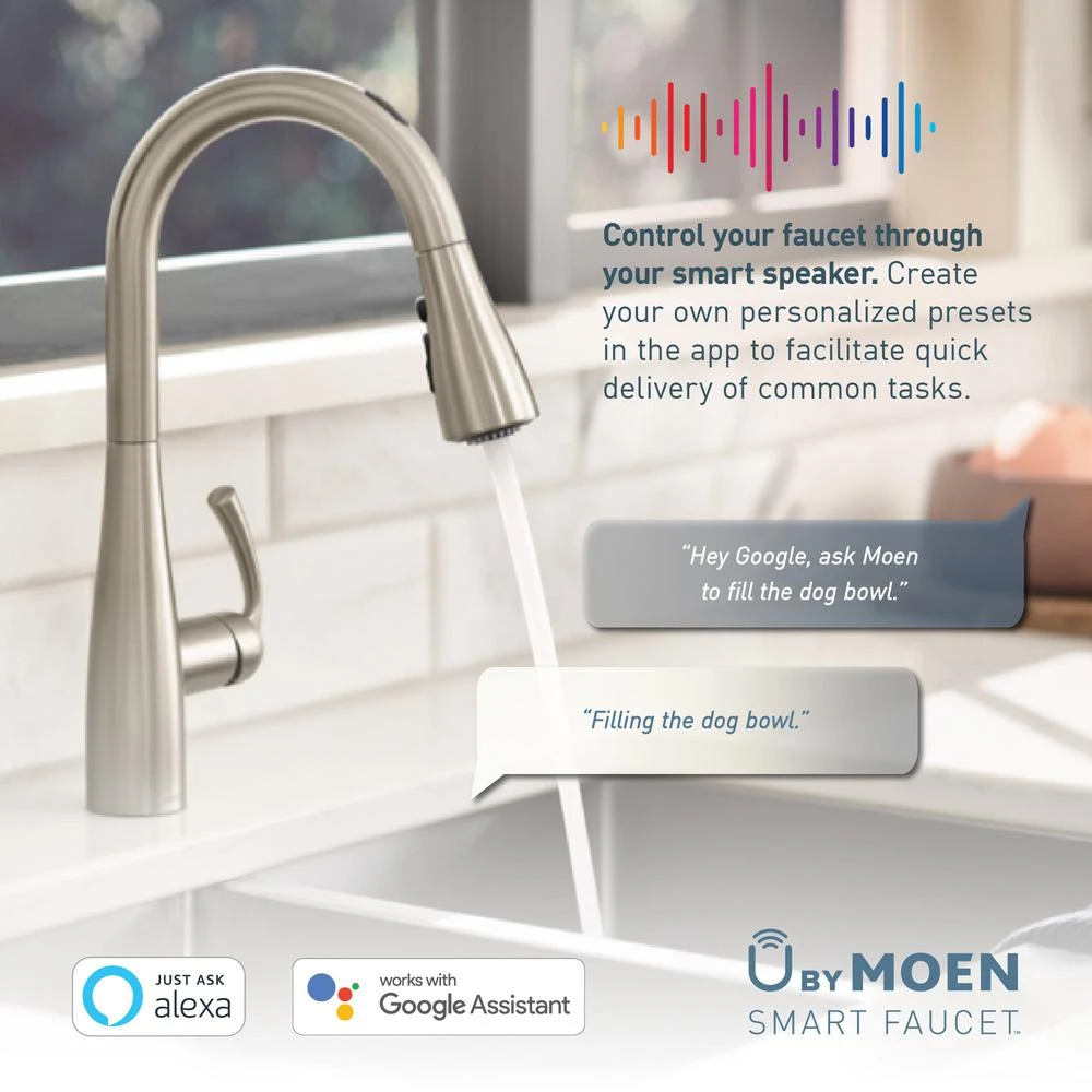 U By Moen Paterson Single-Handle Pull-Down Sprayer Smart Kitchen Faucet With Voice Control And PowerBoost In Matte Black 6 U By Moen Paterson Single-Handle Pull-Down Sprayer Smart Kitchen Faucet With Voice Control And PowerBoost In Matte Black - Image 4