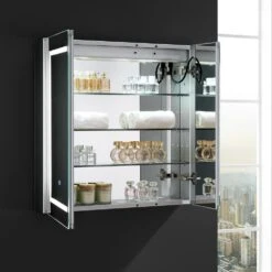 Spazio 30 In. W X 30 In. H Recessed Or Surface Mount Medicine Cabinet With LED Lighting And Mirror Defogger -Household Items Sales 2feb16873e8bc48eeb3747f279de8975 1800x1800