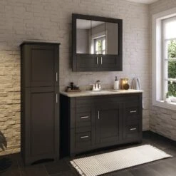 MagickWoods Elements Brighton 18"W X 22"D X 60"H Dark Chocolate Linen Cabinet -Household Items Sales 30204 lifestyle2 mw 1800x1800