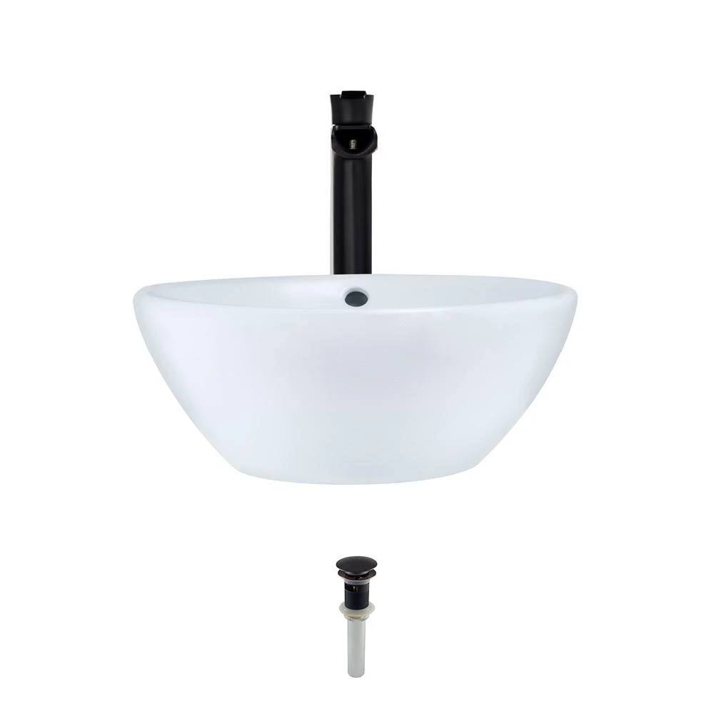 MR Direct Porcelain Vessel Sink In White With 731 Faucet And Pop-Up Drain In Antique Bronze 3 MR Direct Porcelain Vessel Sink In White With 731 Faucet And Pop-Up Drain In Antique Bronze
