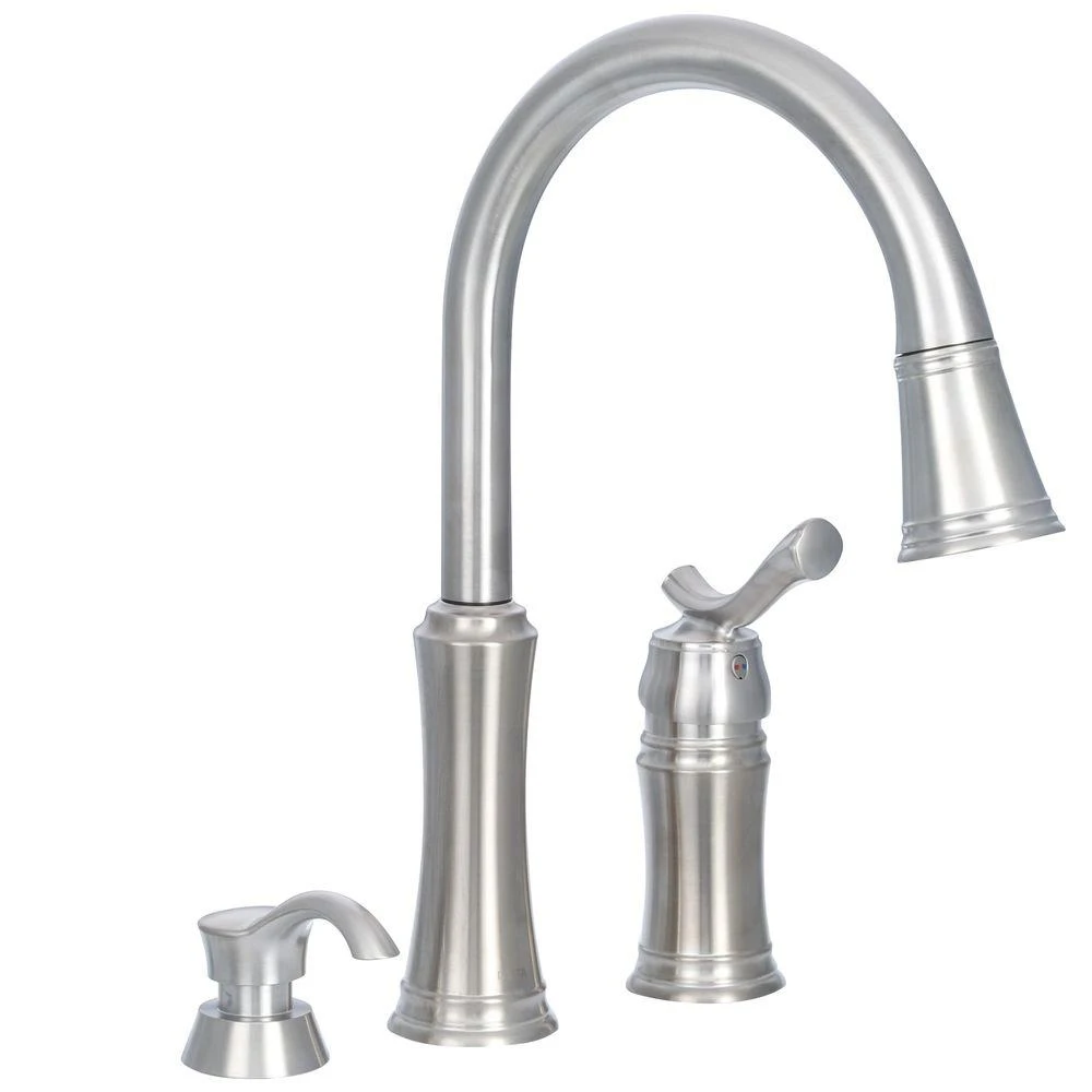 Lakeview Single-Handle Pull-Down Sprayer Kitchen Faucet With Soap Dispenser In Stainless 3 Lakeview Single-Handle Pull-Down Sprayer Kitchen Faucet With Soap Dispenser In Stainless