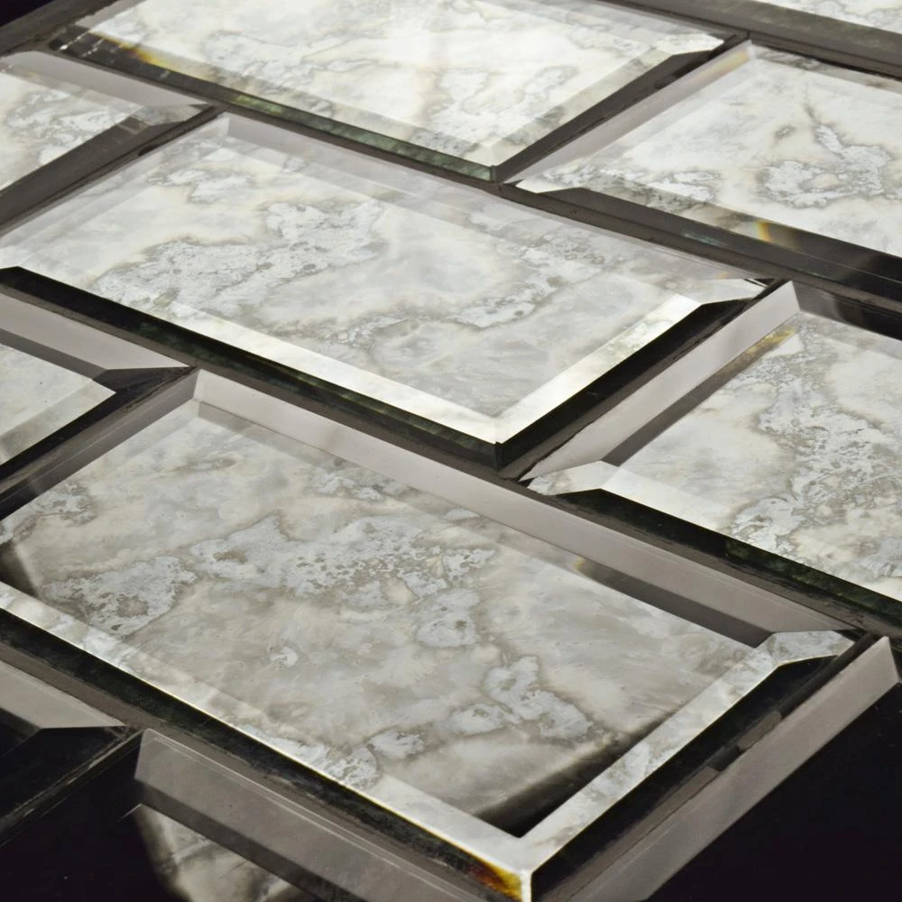 Merola Tile Lustre Beveled Antique Mirror 3 In. X 6 In. Glass Subway Wall Tile (10.95 Sq. Ft. / Case) 8 Merola Tile Lustre Beveled Antique Mirror 3 In. X 6 In. Glass Subway Wall Tile (10.95 Sq. Ft. / Case) - Image 6