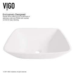 VIGO Hyacinth Handmade Countertop White Matte Stone Square Vessel Bathroom Sink In Matte White -Household Items Sales 39df2a1f7d564f2c4fe6db4d377eadcd 1800x1800