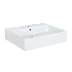 WS Bath Collections Wall Mount / Bathroom Vessel Sink In Ceramic White With 1 Faucet Hole