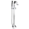 1-Handle Freestanding Floor Mount Roman Tub Faucet Bathtub Filler With Hand Shower In Chrome