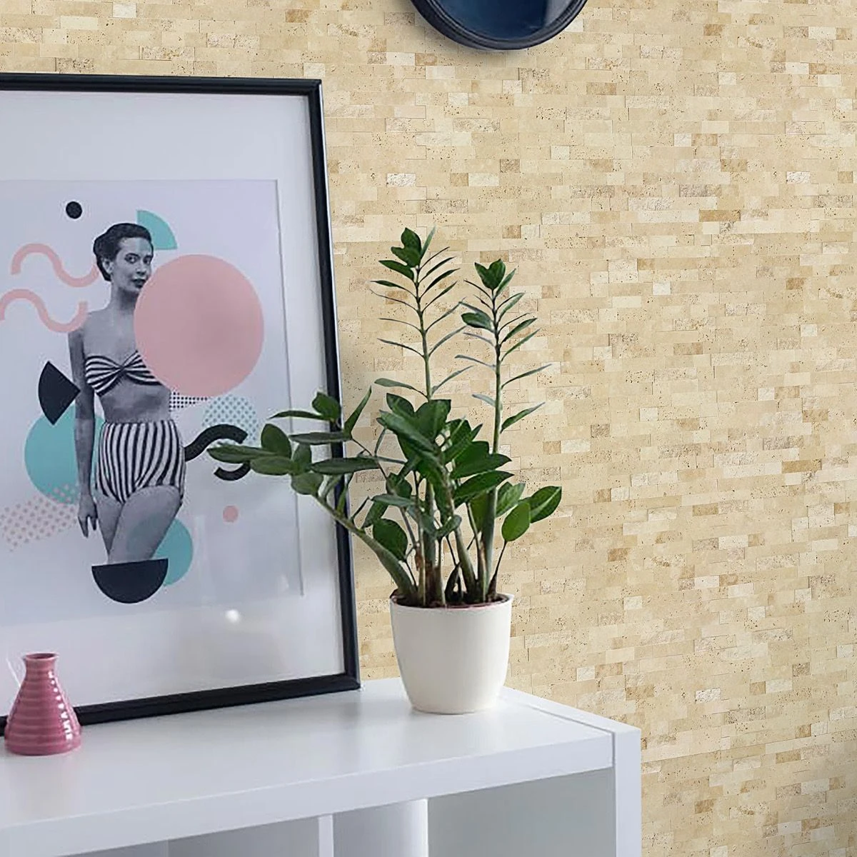 Bond Tile Easy Luxe Brick Crema 10.82 In. X 11.8 In. Marble Peel And Stick Tile (0.88 Sq. Ft. / Sheet) 4 Bond Tile Easy Luxe Brick Crema 10.82 In. X 11.8 In. Marble Peel And Stick Tile (0.88 Sq. Ft. / Sheet) - Image 2