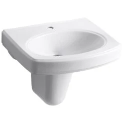 KOHLER Pinoir Wall-Mount Vitreous China Bathroom Sink In White With Overflow Drain