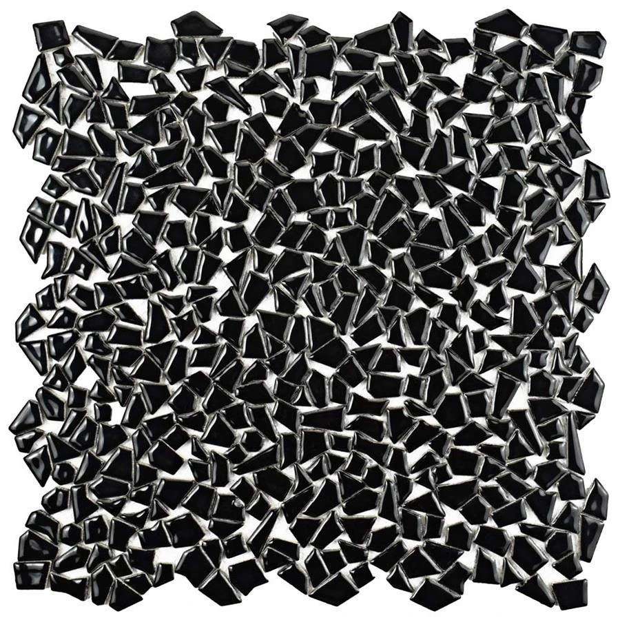 SomerTile 11.25" X 11.25" Dizzy Glossy Black Ceramic Mosaic Floor And Wall Tile (10 Tiles/ 8.98 Sqft.) 3 SomerTile 11.25" X 11.25" Dizzy Glossy Black Ceramic Mosaic Floor And Wall Tile (10 Tiles/ 8.98 Sqft.)