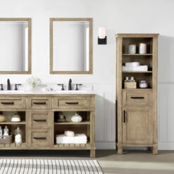 Ove Decors Riverland 22''W X 16"D X 65"H Antique Oak Linen Cabinet -Household Items Sales 4838074 P ALT1 1800x1800