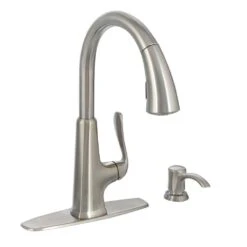 Pasadena Single-Handle Pull-Down Sprayer Kitchen Faucet With Soap Dispenser In Stainless Steel