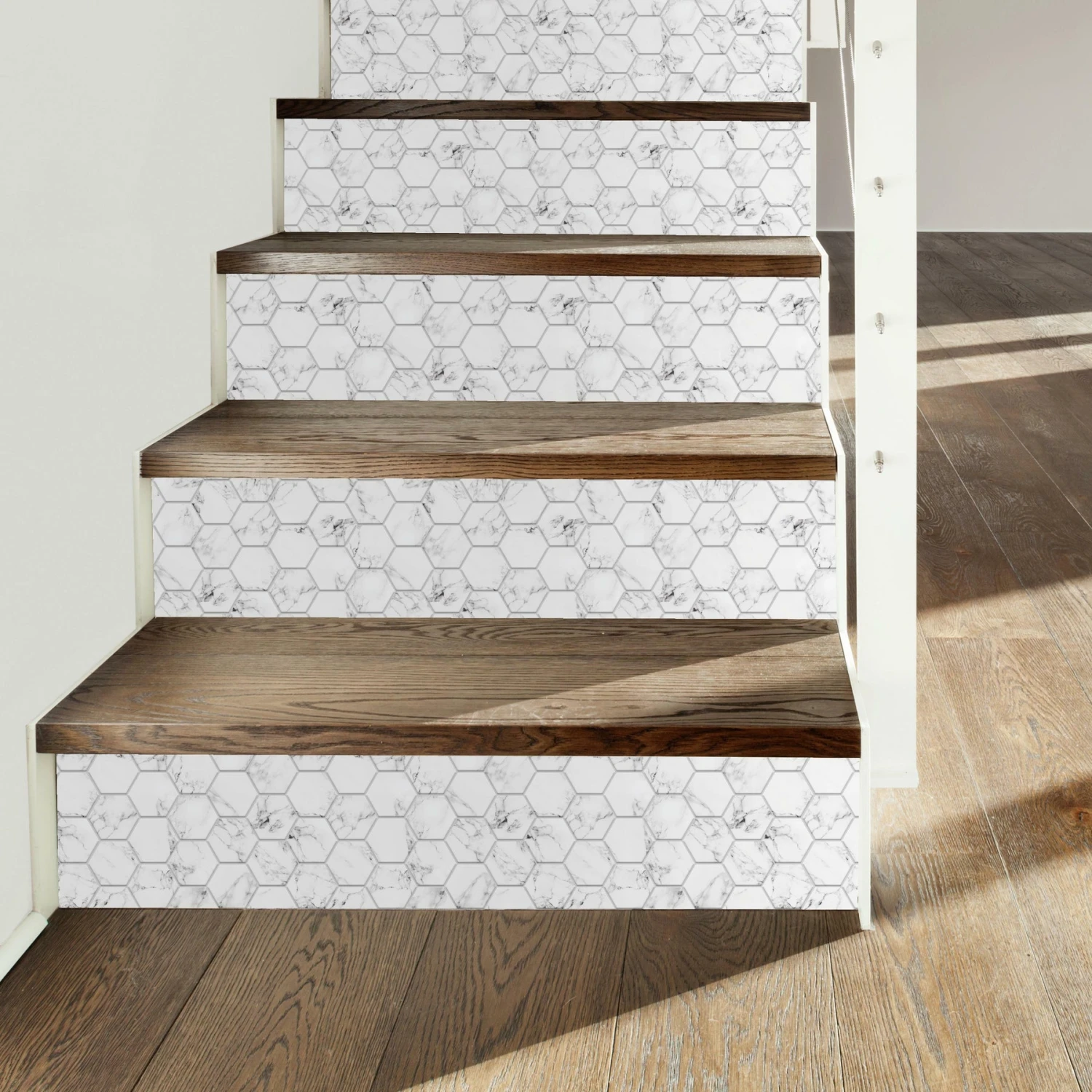 RoomMates Carrara Marble Hexagon Peel And Stick Backsplash 7 RoomMates Carrara Marble Hexagon Peel And Stick Backsplash - Image 5